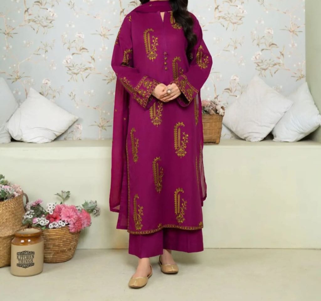 AMBAR Jasmine 2pc Embroidery Stiched Suit