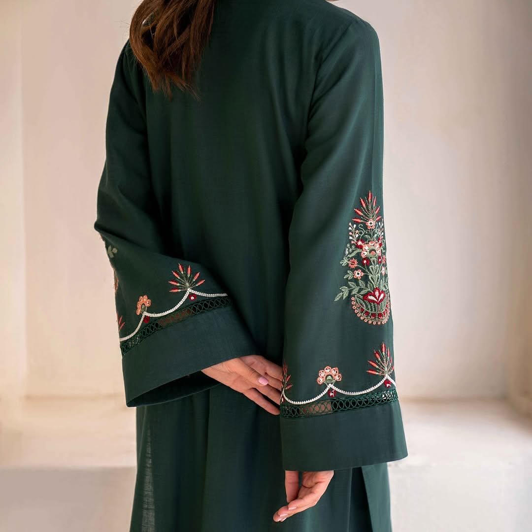 Elite Green  2pc Embroidery LOng Length  MOST DEMANDING