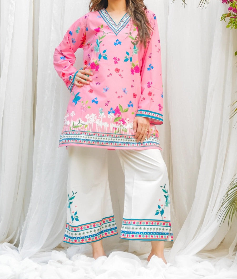 *PINK FLORAL  DIGITAL PRINTED 2PC