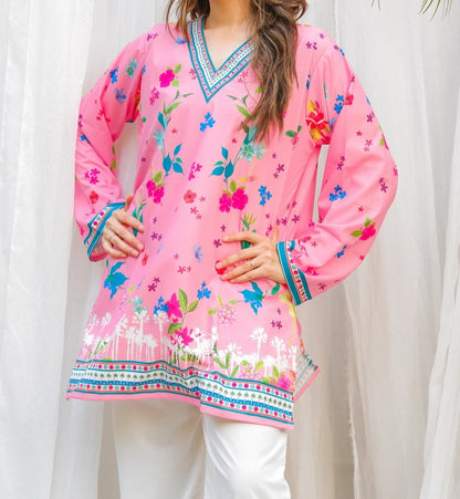 *PINK FLORAL  DIGITAL PRINTED 2PC